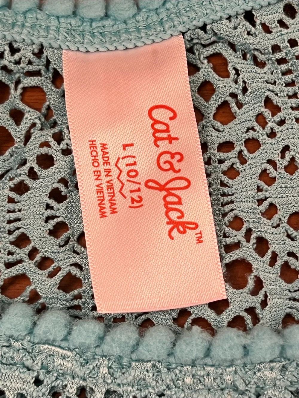 Cat & Jack Girls Sleeveless Mint Green Lacey Swimsuit Cover-Up Size L